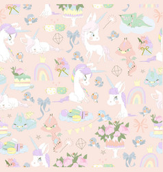 Seamless Pattern With Little Dragons Magic