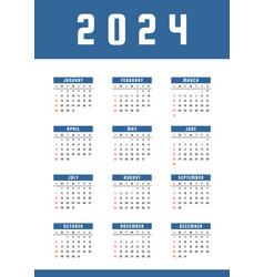 White And Blue 2024 Calendar Template Design