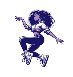 Cartoon Black Girl With Afro Hairstyle Dancing