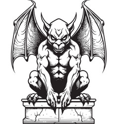 Gothic Guardian Logo Featuring Gargoyle Full Body