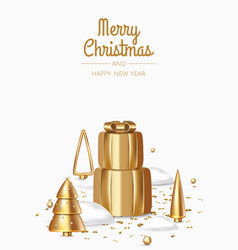 Merry Christmas And Happy New Year Realistic Gold