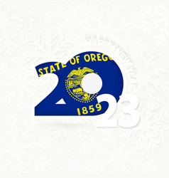 New Year 2023 For Oregon On Snowflake Background