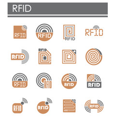 Rfid Related Icons Set On Background For Graphic