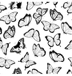 Black And White Flying Butterflies Seamless Patter