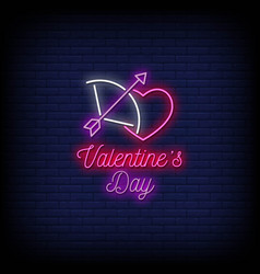 Neon Sign Valentines Day With Brick Wall