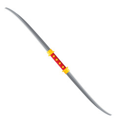 Red Double Blade Sword On A White Background