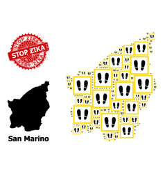 Rubber Stop Zika Badge And San Marino Map Mosaic