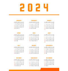 White And Orange 2024 Calendar Template Design