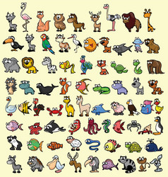 Big Collection Of Cute Cartoon Animalsbirds And