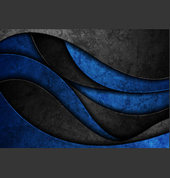 Dark Blue And Black Grunge Waves Abstract