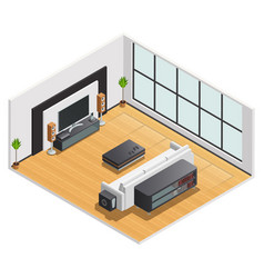 Living Room Interior Isometric View Poster