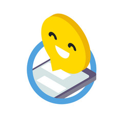 Happy Face Emoji Icon Isolated Isometric