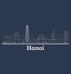 Outline Hanoi Vietnam City Skyline With White