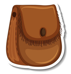 A Sticker Template With Brown Purse Isolated