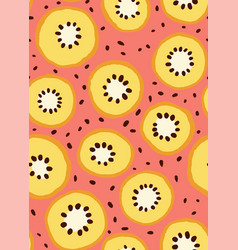 Golden Kiwi Sliced Fruit Seamless Pattern