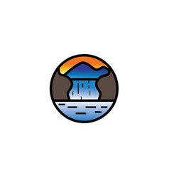 Mountain Water Dam Scenery Color Circle Design