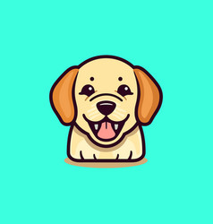 Smiling Golden Retriever On Turquoise Background