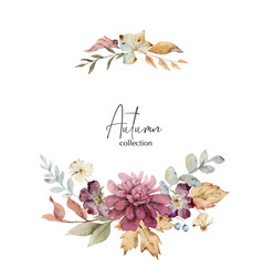 Watercolor Wreath With Burgundy Autumn