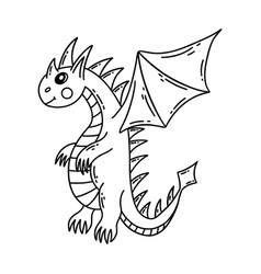 Cute Flying Dragon Standing Black And White