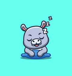 Hippo Sleepy Cute Creative Kawaii Cartoon Mascot