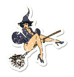 Distressed Sticker Tattoo A Pinup Witch