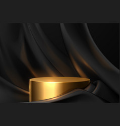 Gold Podium With Black Textile Background