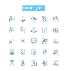 Office Jobs Line Icons Set Clerical