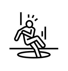 Pit Fall Man Accident Line Icon