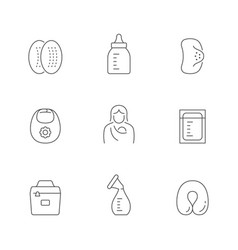 Set Line Icons Of Breastfeeding