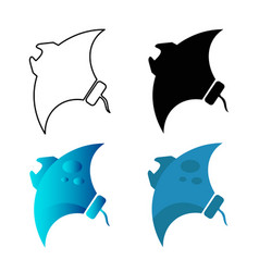 Abstract Flat Manta Ray Silhouette