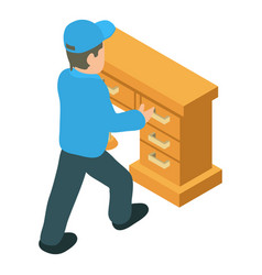 Furniture Assembly Icon Isometric Worker