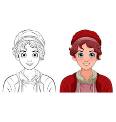 Male Teen Cartoon Wearing Hat