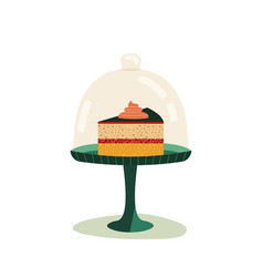 Cake Slice On Stand With Glass Dome Icon