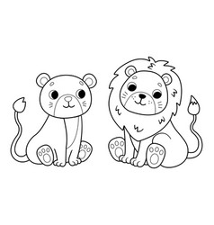 Cute Cartoon Lion And Lioness Coloring Page