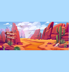 Desert Landscape Canyon Panorama Cartoon Rocks