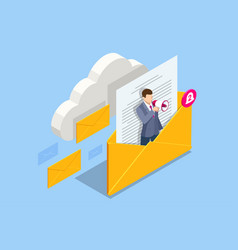 Isometric Email Notification Concept Message