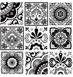 Mexican Talavera Tiles Seamless Black Gray