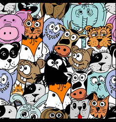 Seamless Pattern Of Colored Funny Animals Not Ai