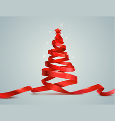 Red Ribbon Merry Christmas Tree Art Decoration