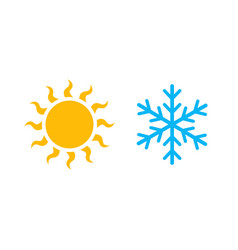 Summer And Winter Symbol Or Sun And Snowflake Icon