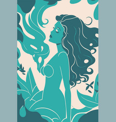 Beautiful Mermaid Decorative Background In Flat