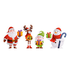 Santa Claus Reindeer Elf And Snowman