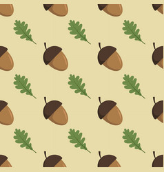 Seamless Pattern With Acorn And Oak Leaf