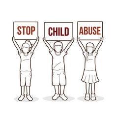 Stop Child Abuse Children With Sign Board