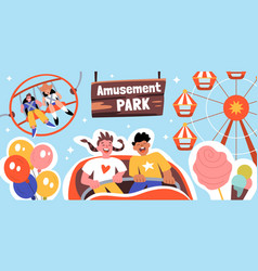 Amusement Park Flat Collage