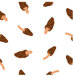 Morels Seamless Pattern Autumn Mushrooms