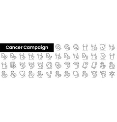 Set Of Outline Cancer Campaign Icons Minimalist