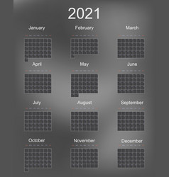 Simple Gray Wall Calendar Full 2021 Year