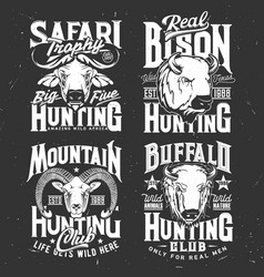 Tshirt Print With Mountain Goat Buffalo And Bison