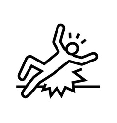 Fall Back Man Accident Line Icon